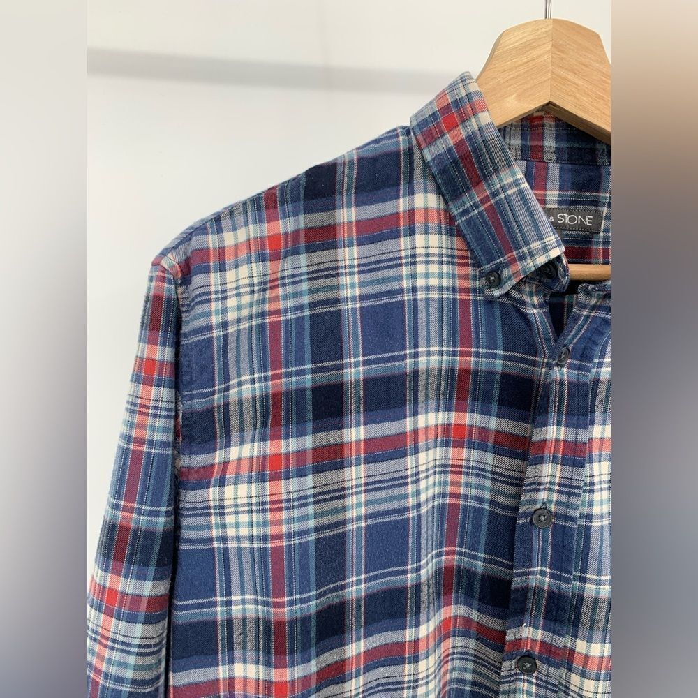 Slate & Stone Men's Long Sleeve Dean Plaid Flannel Shirt Button Down Collar LG - Picture 4 of 7